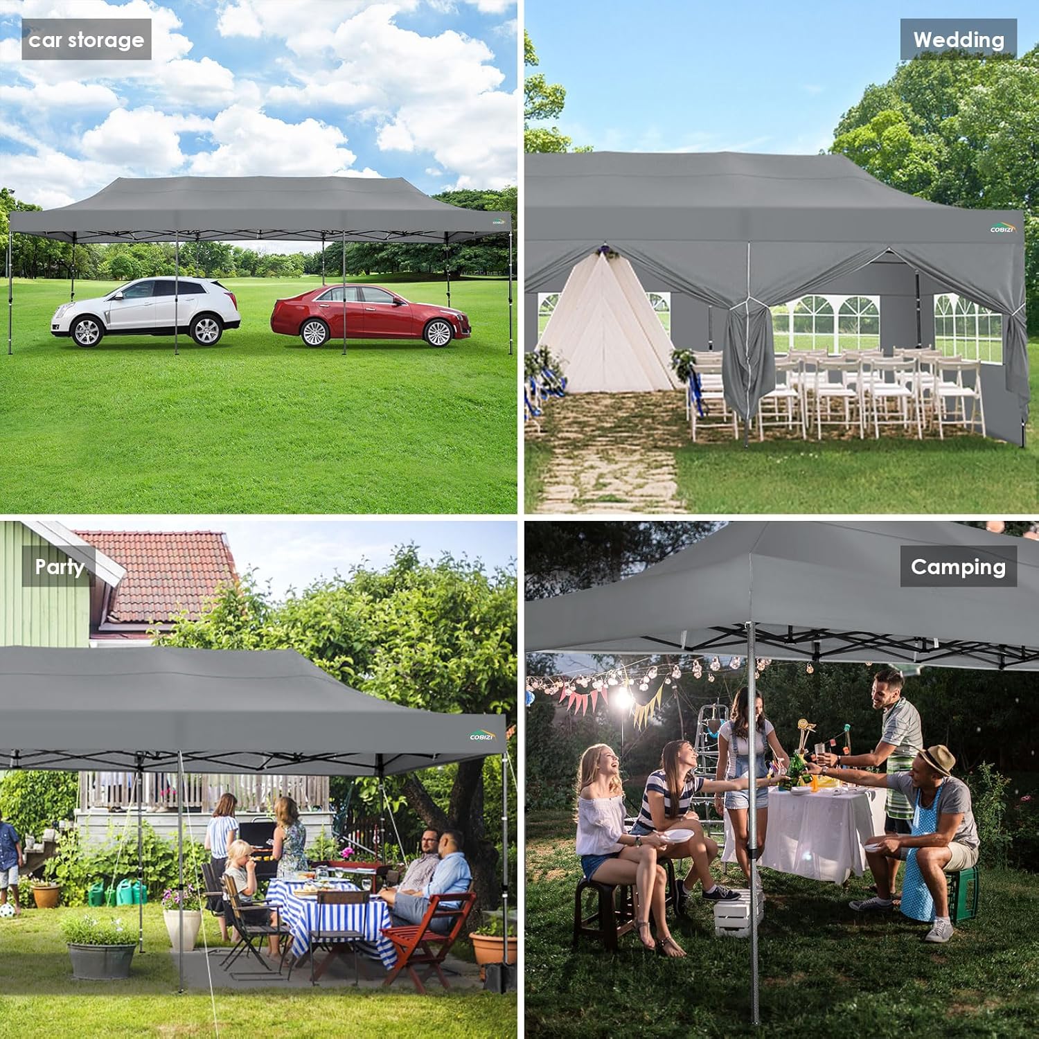 COBIZI 10x20 Heavy Duty Pop up Canopy Tent 6 sidewalls Commercial Canopy Wedding Party Tents