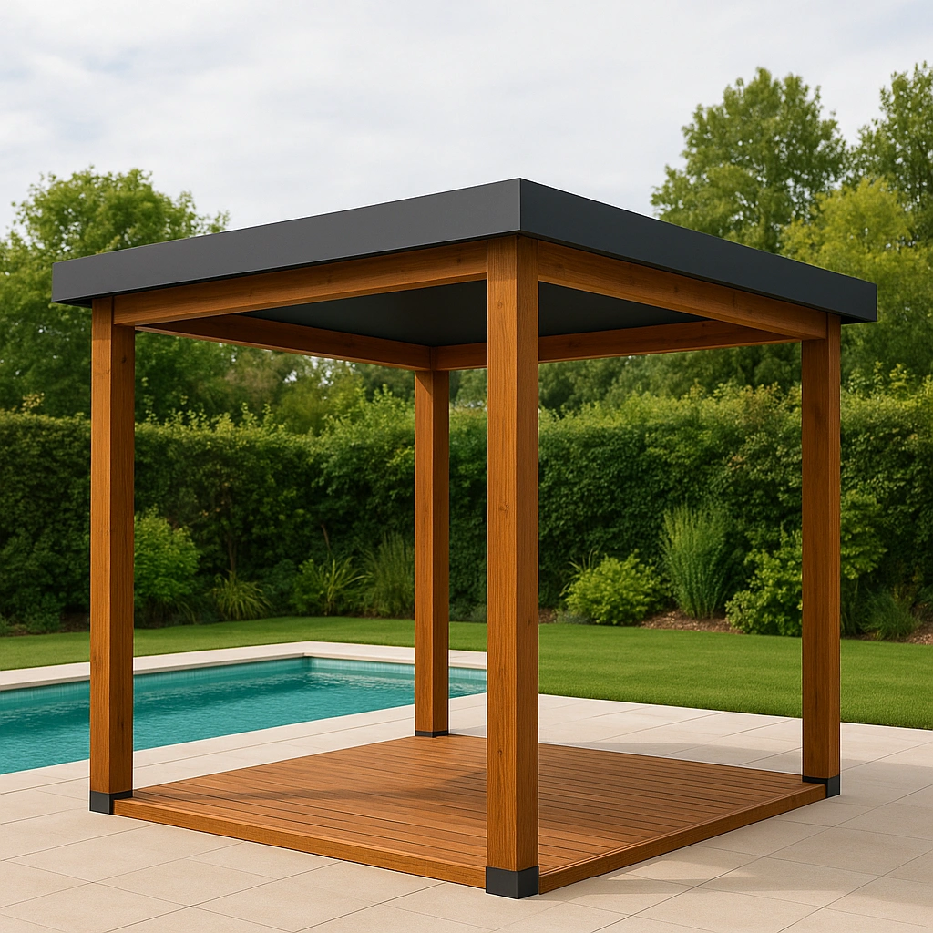 Pabellón Jardín Cubierto Marrón/Negro Aluminio Exterior 300x300x300 cm