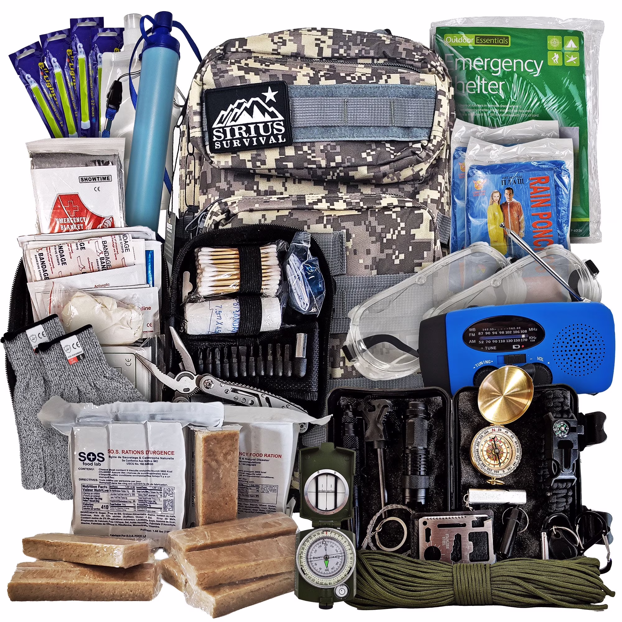 Vital 72 Hour Emergency Survival Kit for Family - Bug Out Bag for Hurricanes, Floods, Tornadoes or Other Disasters - 72 Hour Kit of Food & Water for 2 Per Bag - Image 11