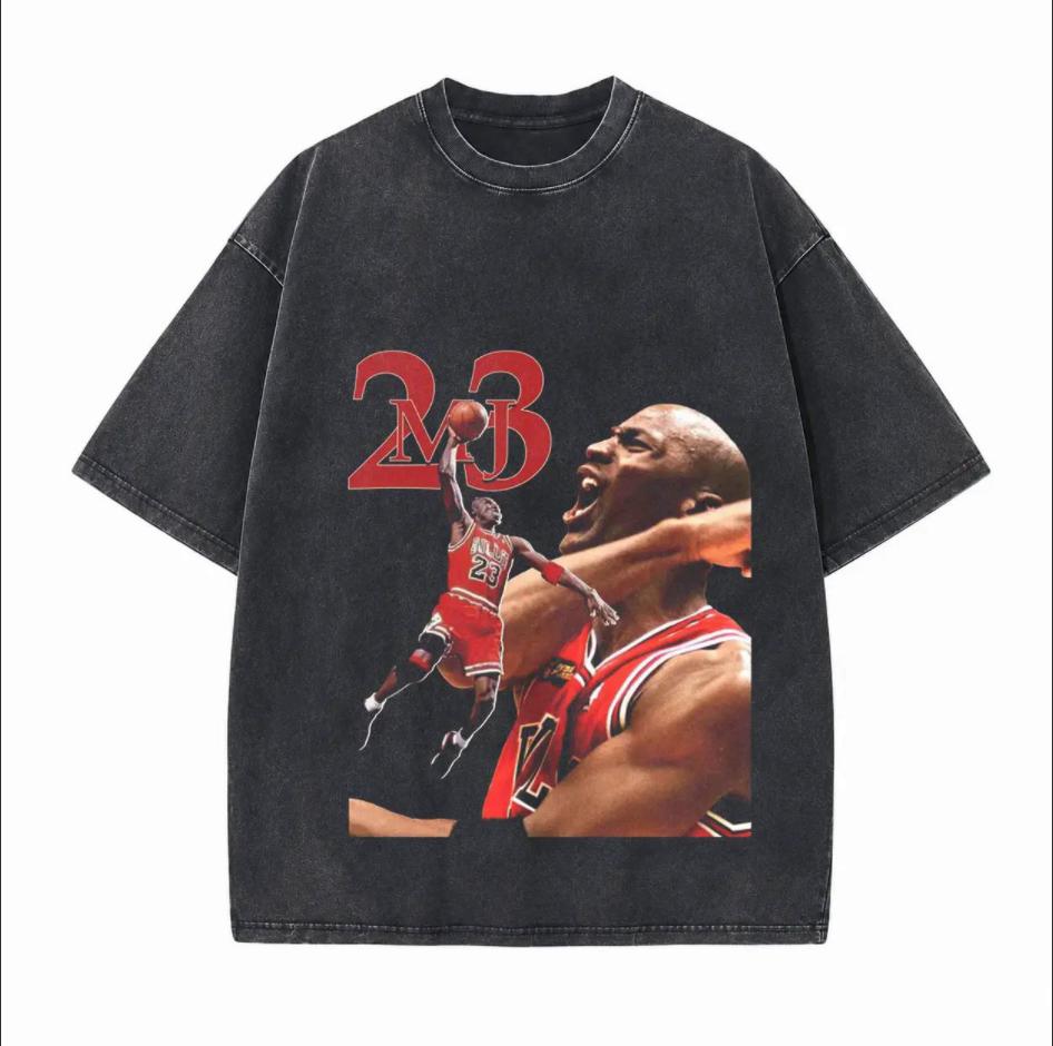 Vintage Graphic Basketball Legend Printed Unisex Washed T-Shirt