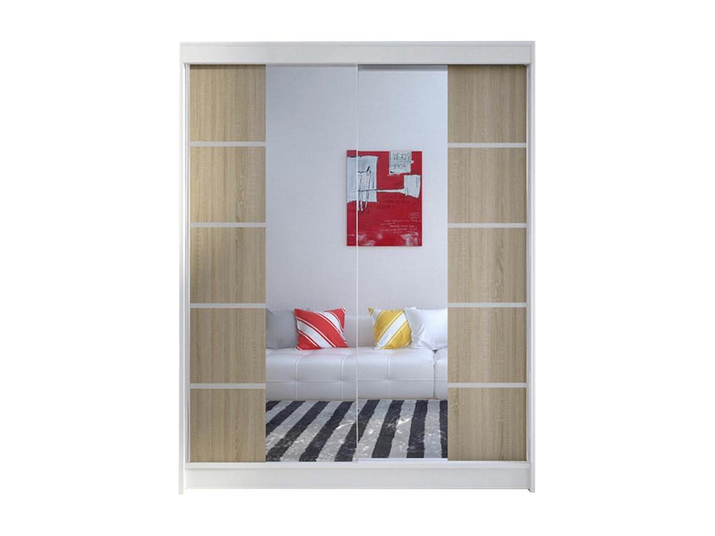 Armario 146 - Roble Hominor - Blanco - 200x150x58cm - Puertas de armario Correderas