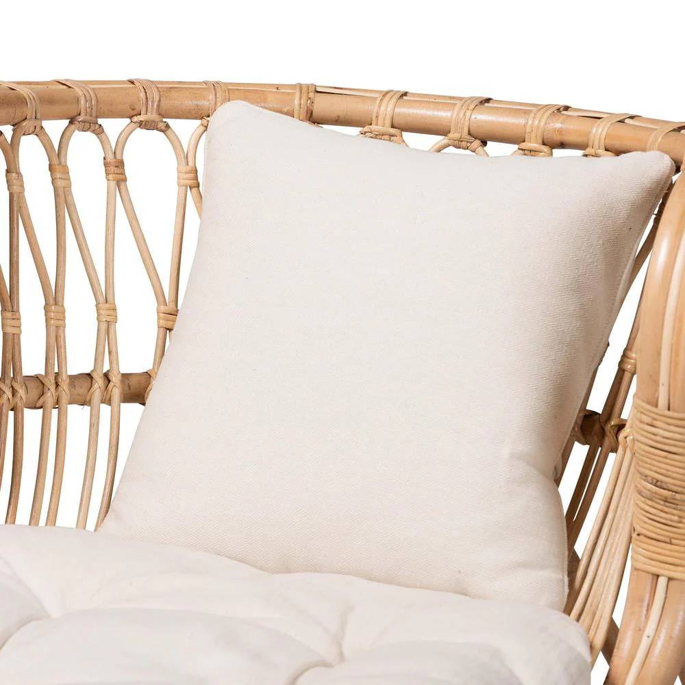 bali & pari Delara Modern Bohemian Natural Brown Rattan Chaise - Image 8