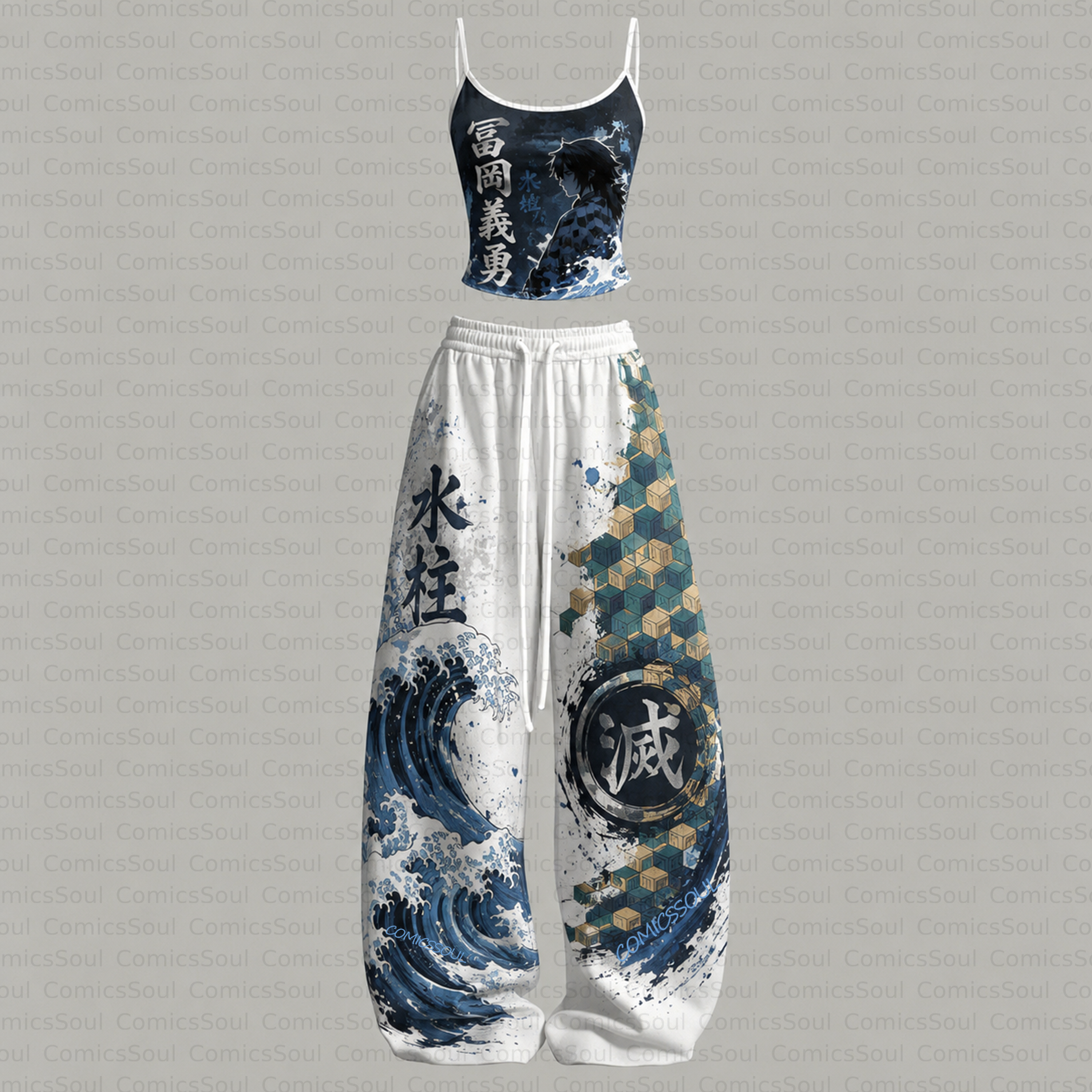 Demon Slayer Top & Elasticated Trousers Two-Piece Set