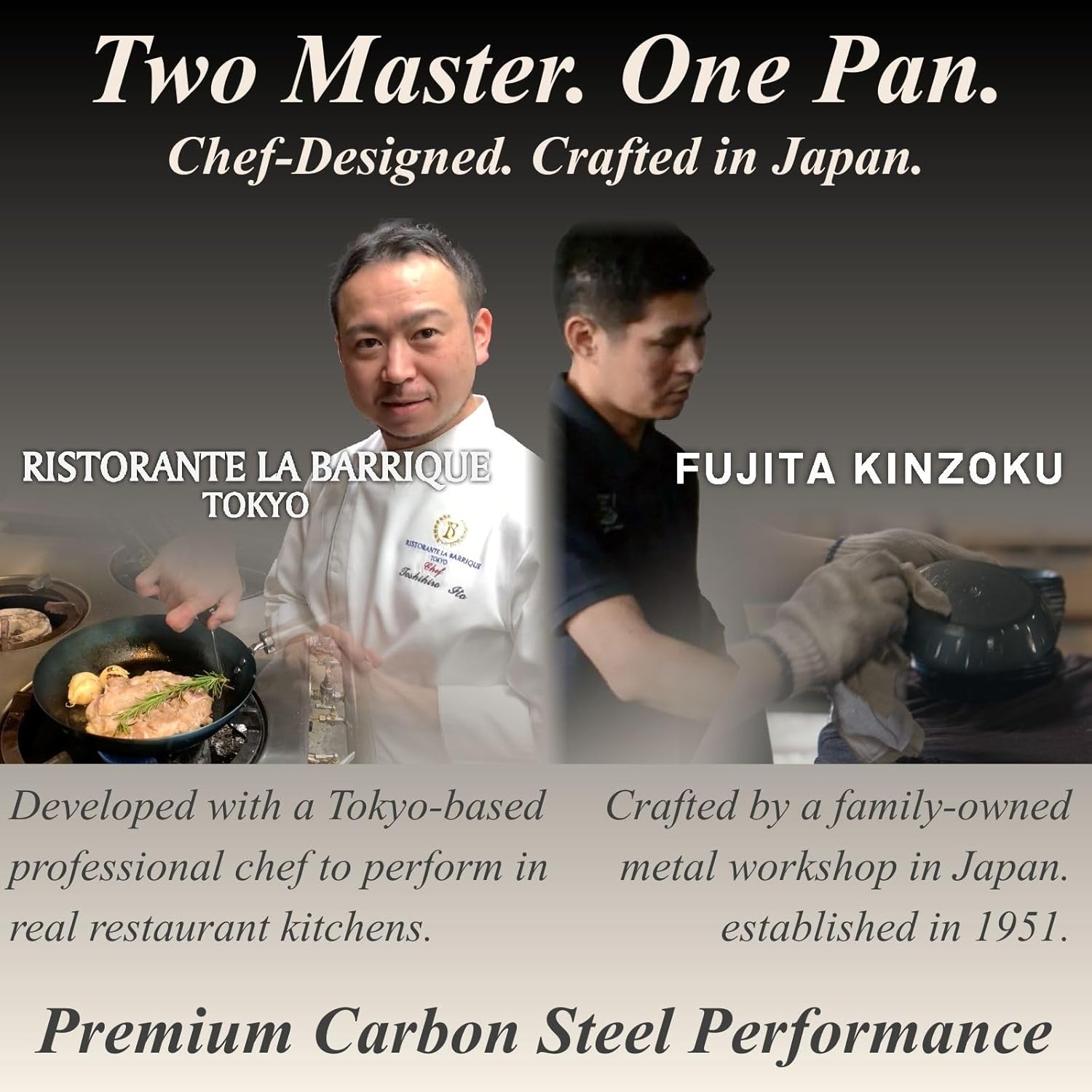 Crafted in Japan. Trusted by Chefs. Japanese Carbon Steel Frying Pan, 9.4 inch – Precision-Formed, Pre-Seasoned & Lightweight, Chef-Designed for High-Heat Control (9.4 inches)