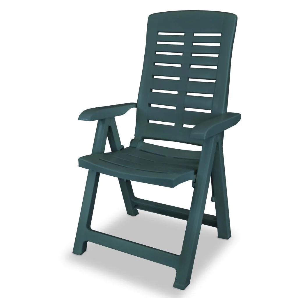 vidaXL Reclining Patio Chairs Outdoor Stack Dining Chair with Armrest Plastic - Image 21