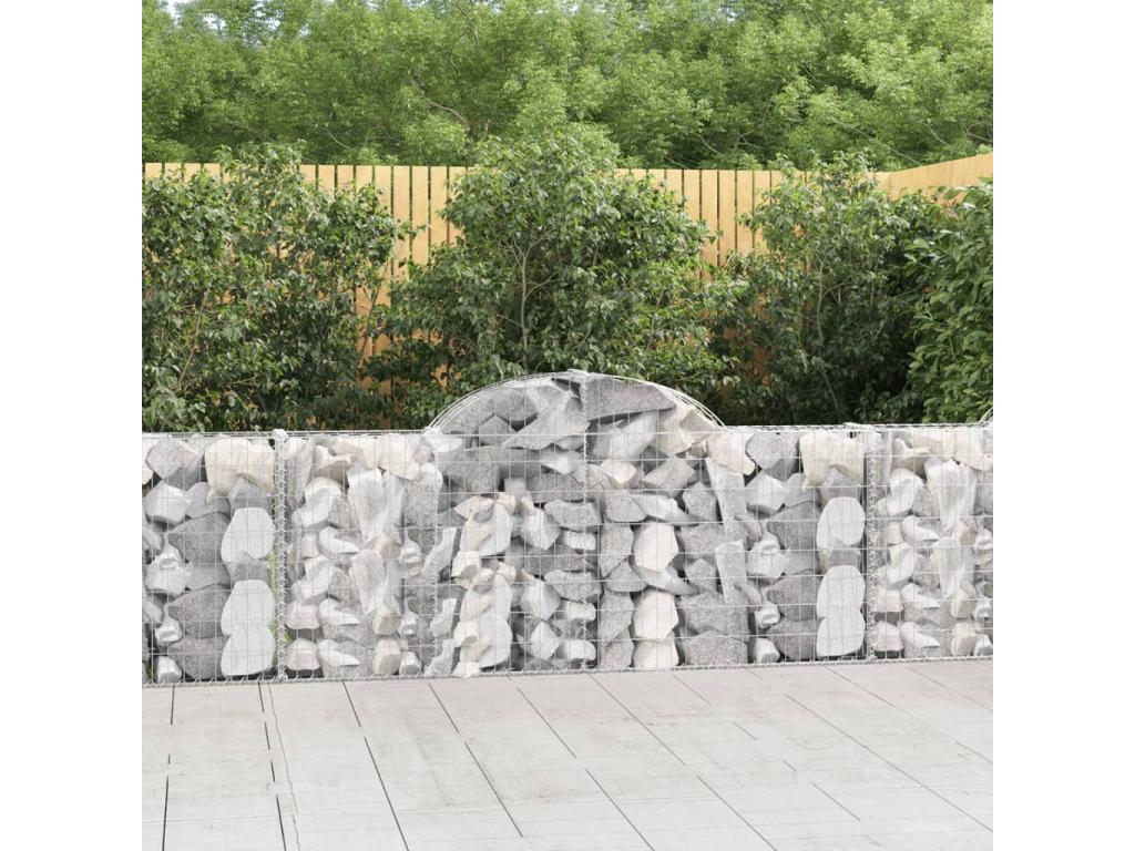 Cestas de gaviones arqueadas 4 piezas 200x30x80/100 cm Hierro galvanizado