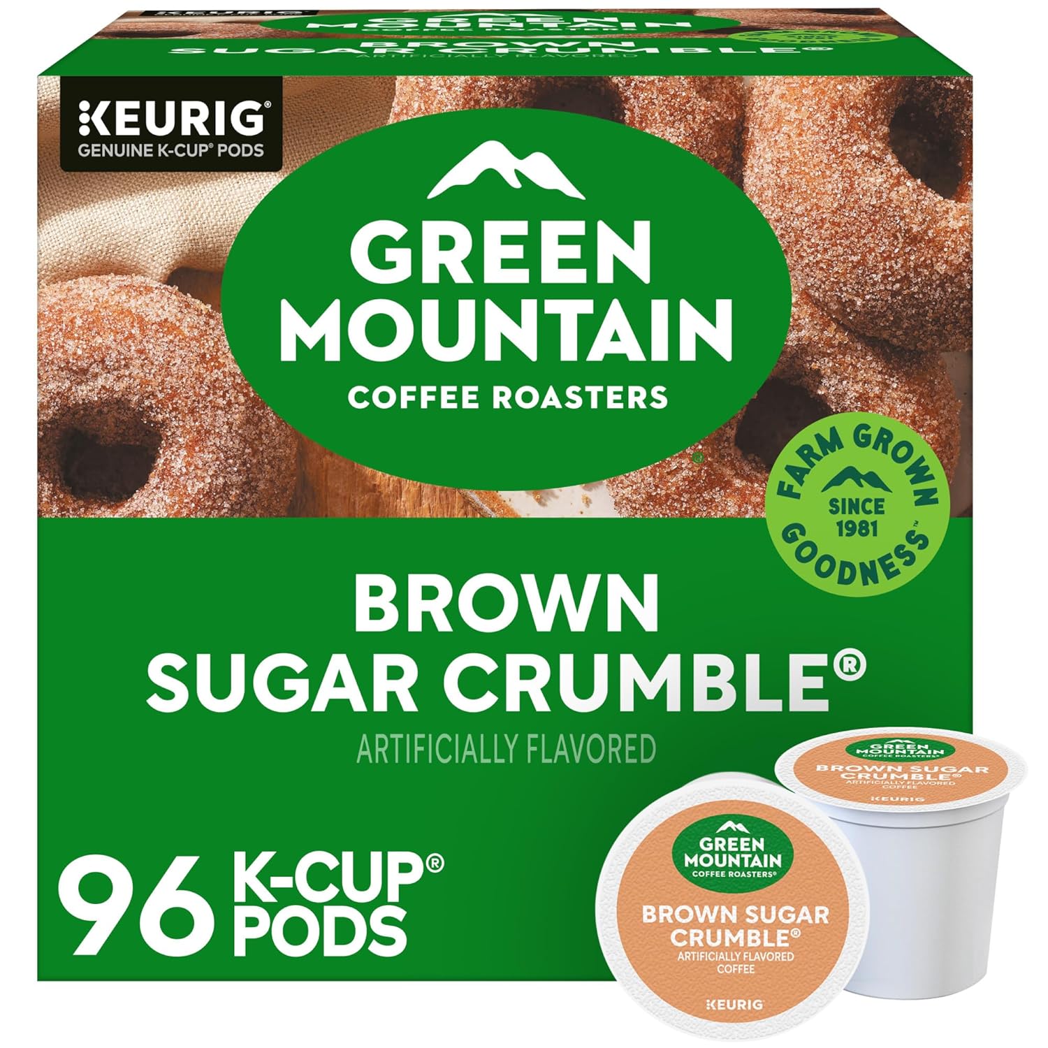 Green Mountain Coffee Roasters Brown Sugar Crumble Keurig Single-Serve K-Cup Pods. Medium Roast Coffee. 96 Count (4 Packs of 24)