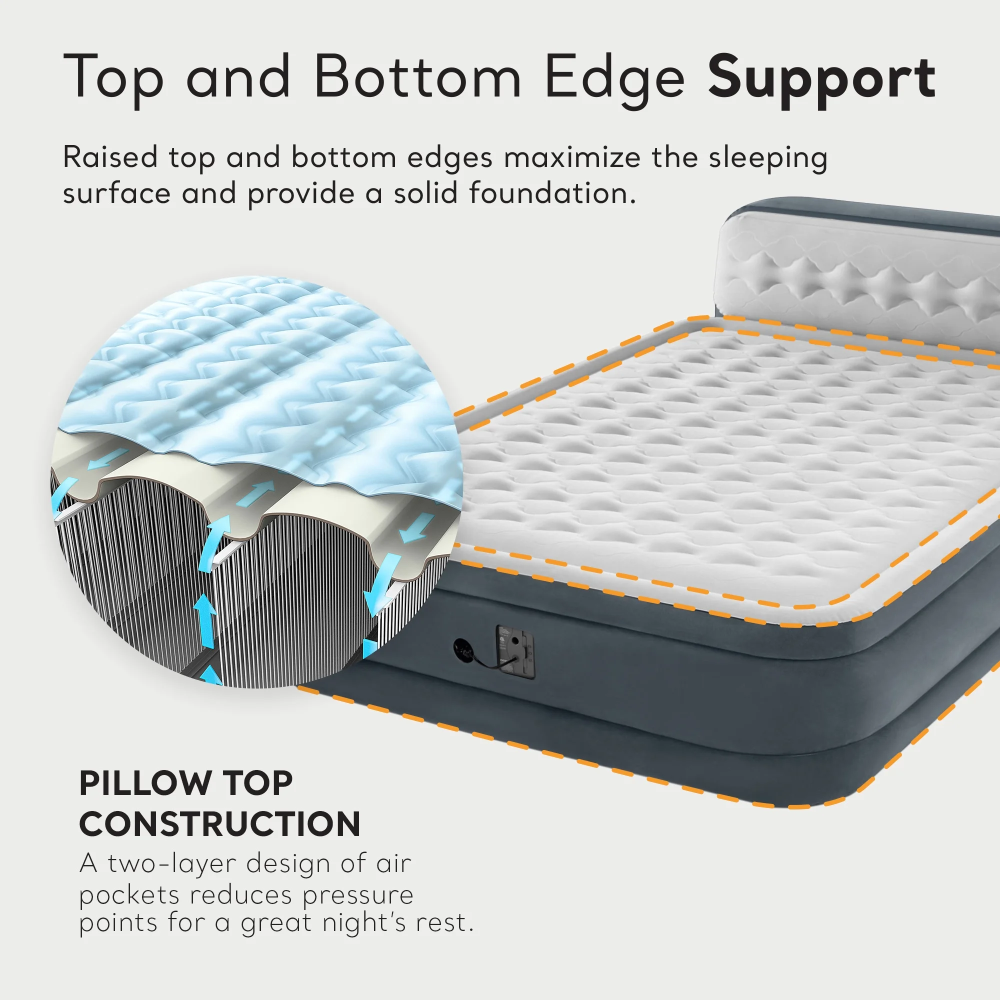 Open Box Intex Dura-Beam Deluxe Plush Headboard Queen Mattress Built-In Pump - Image 6