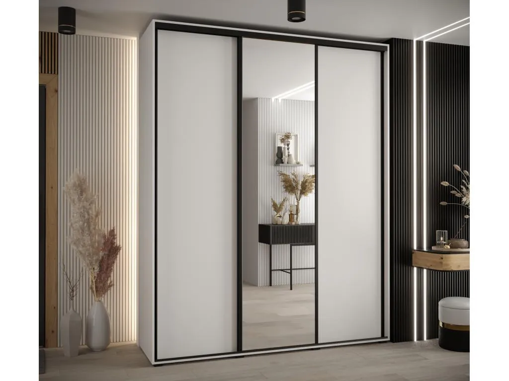 ARMARIO Alkifurniturees 3 DE PUERTAS CORREDERAS 235.2/200/60 3 puertas (Blanco/Blanco/Negro) KRTM57380