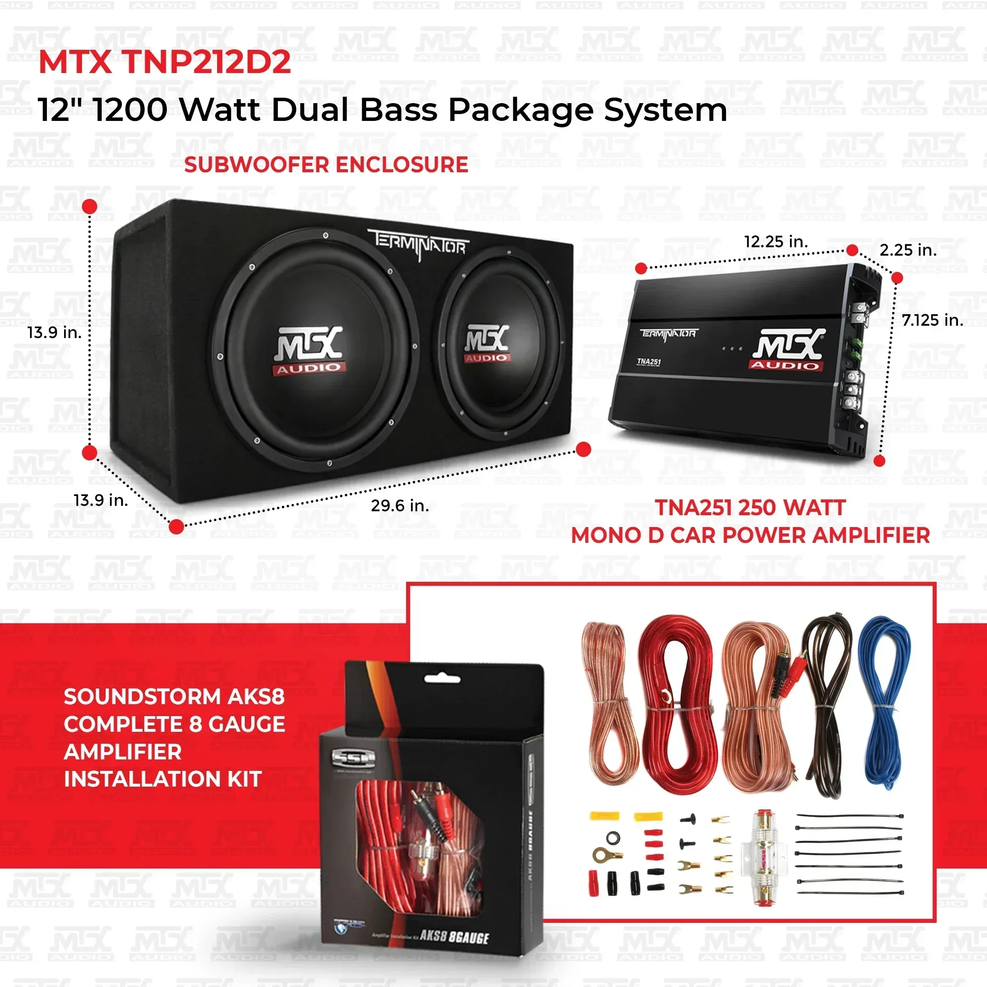 MTX Dual 12in Loaded Car Subwoofer Enclosure With Amplifier And Amp Kit - TNP212D2 - Image 2 MTX Dual 12in Loaded Car Subwoofer Enclosure With Amplifier And Amp Kit - TNP212D2 - Image 2