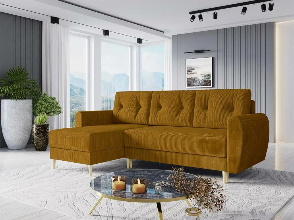 Sofá rinconero Jmmhogar 139 Amarillo Función de descanso Caja de ropa de cama 234x95cm