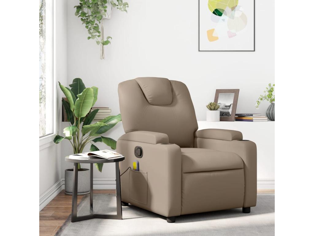 Sillón de masaje reclinable cuero sintético color capuchino