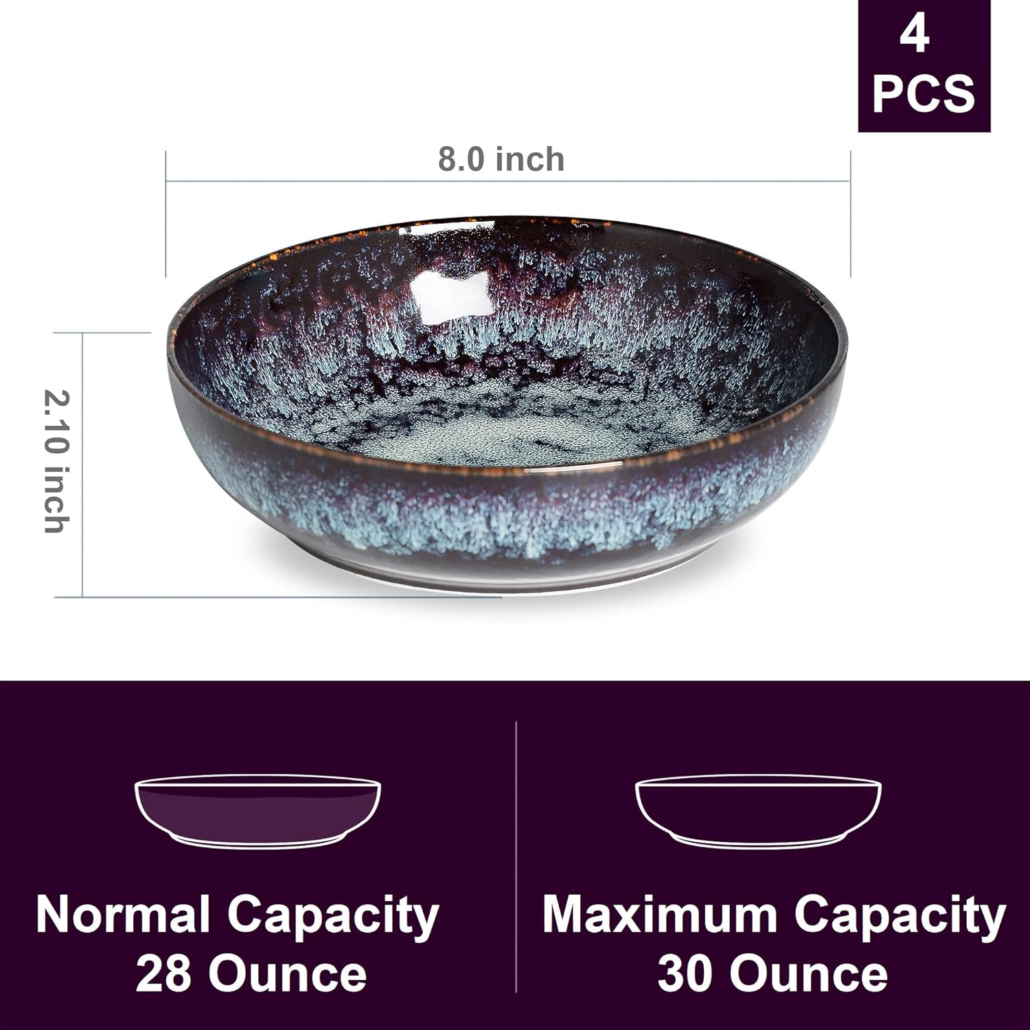 30oz Ceramic bowls set of 4-8