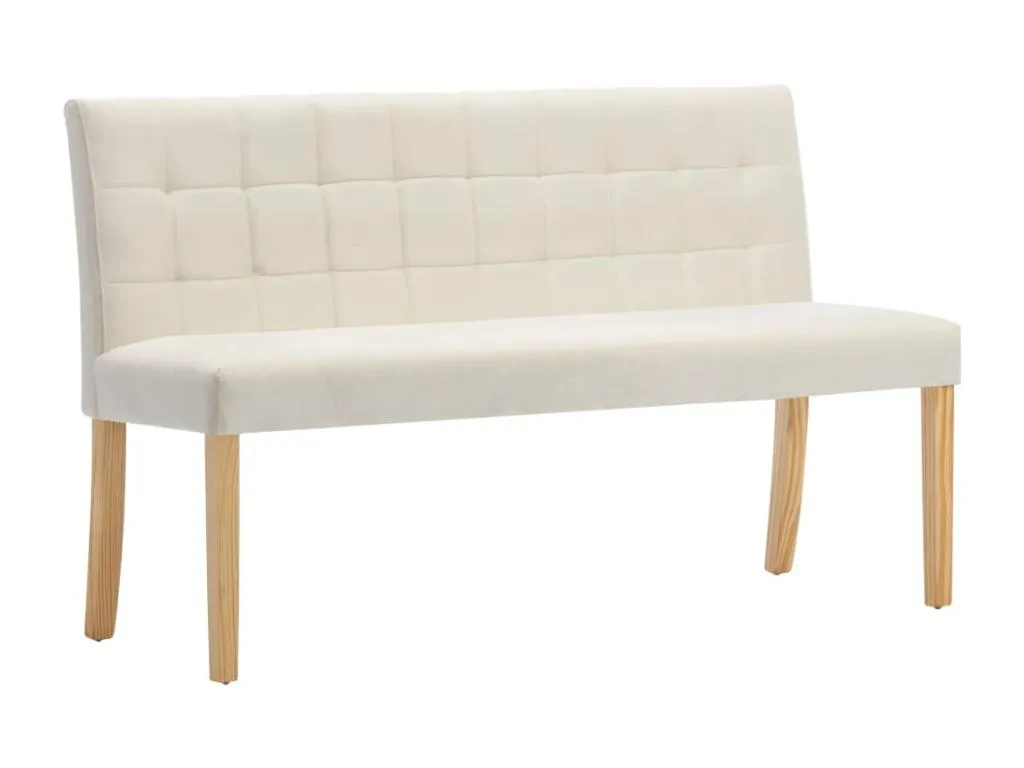 Banco tapizado en terciopelo crema de 140 cm drh1736867