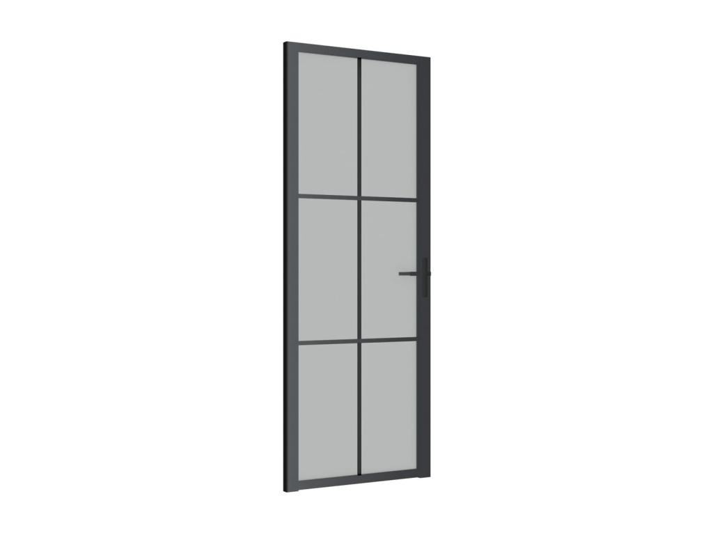 Puerta interior 76x201,5 cm Negro Vidrio mate y aluminio