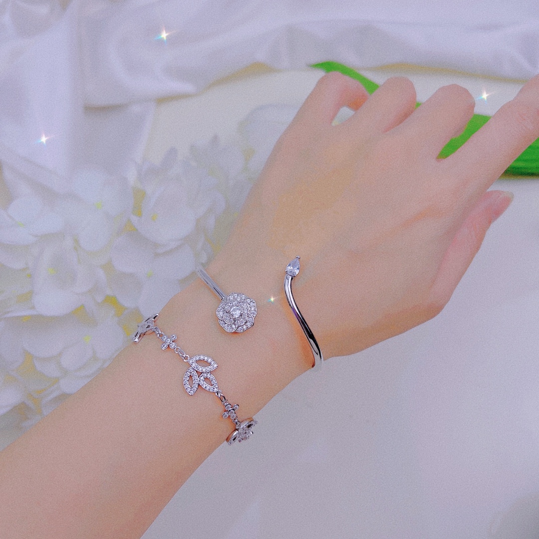 Dainty Chanel Camellia Cuff Bangle Bracelet - Original Replica Club