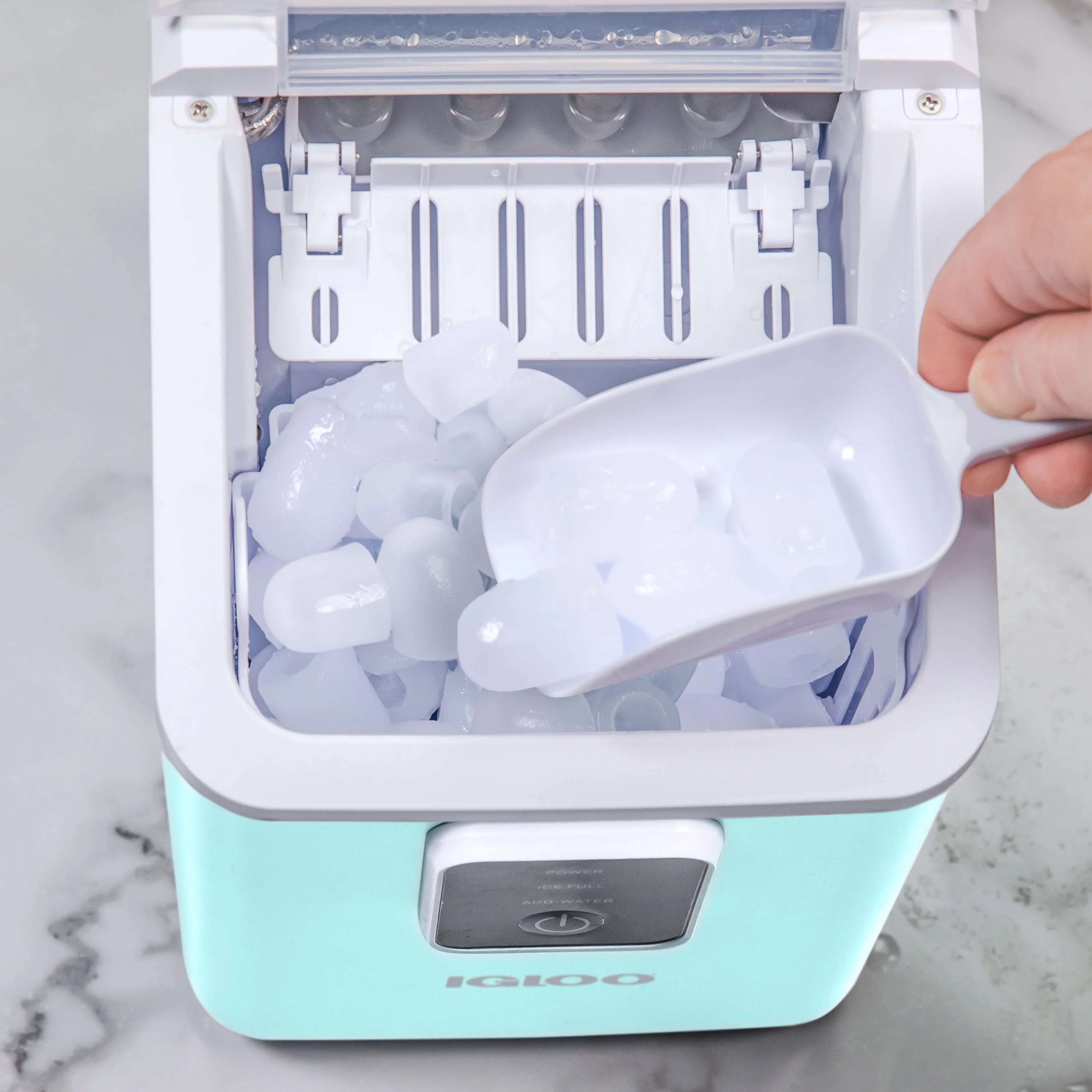 Igloo Self-Cleaning Countertop Ice Maker - Compact and Portable - Creates 26 lbs. Per Day, 8 Pieces Ready Every 7-8 Minutes - Includes Ice Scoop and Basket - Aqua - Image 12