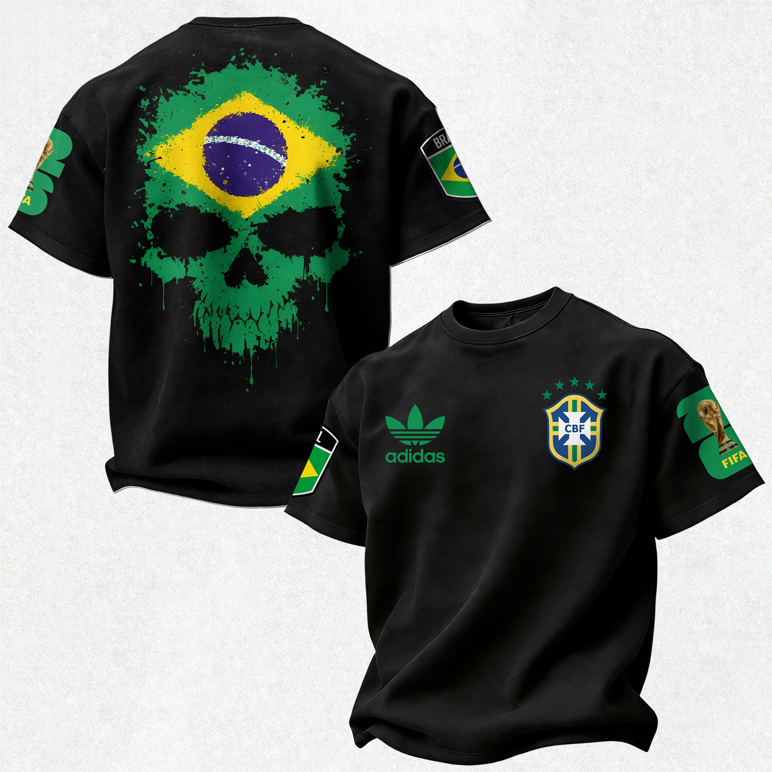 Flag Splatter Skull Printed Oversized Unisex T-shirt