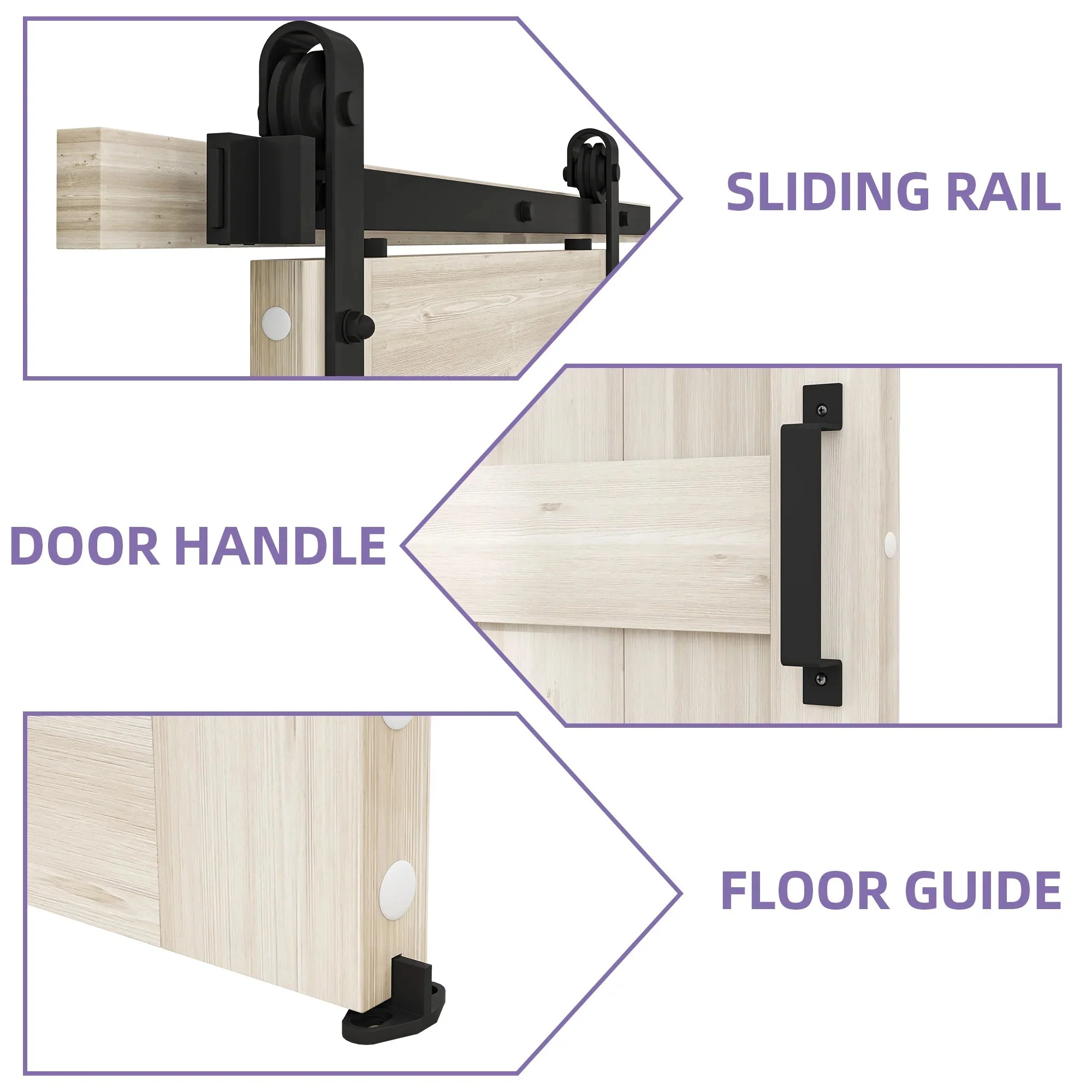 Uforic Sliding Barn Door With Hardware Kit, 48 x 84 in, Gray - Image 14 Uforic Sliding Barn Door With Hardware Kit, 48 x 84 in, Gray - Image 14