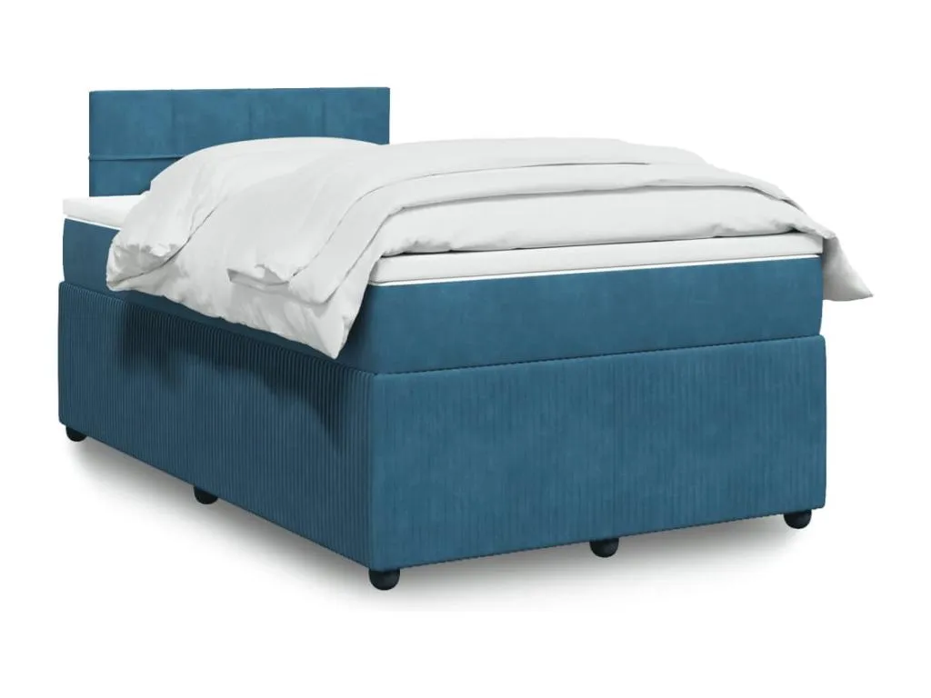 Cama box spring con colchón terciopelo azul 120x190 cm kaj3522227