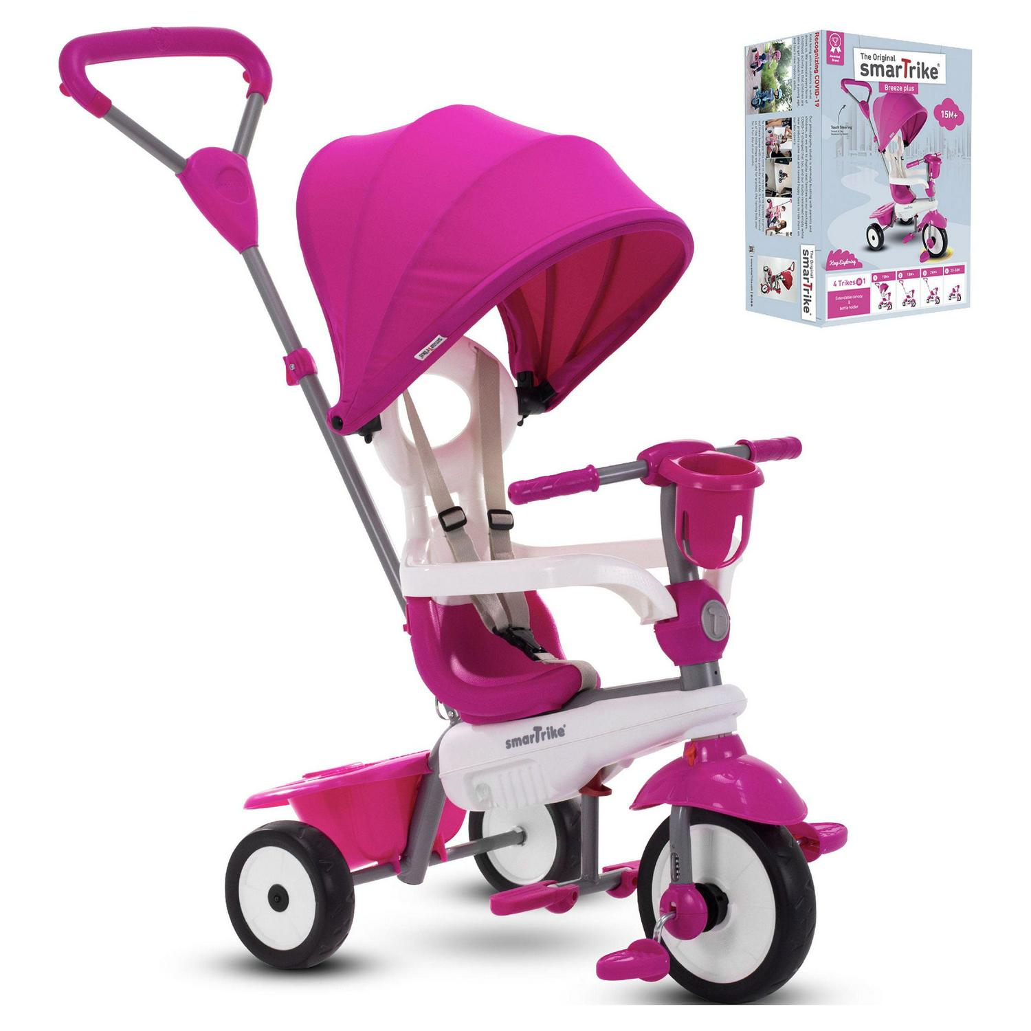 smarTrike Breeze Plus. 4-in-1 Toddler Tricycle 15M+ - Pink - Image 6