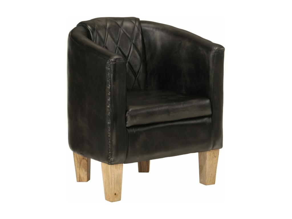 Sillón butaca de cuero auténtico gris