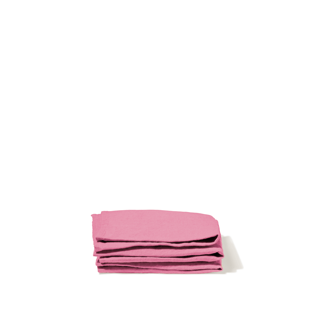 Serviette de table en lin lavé - Rose Garance