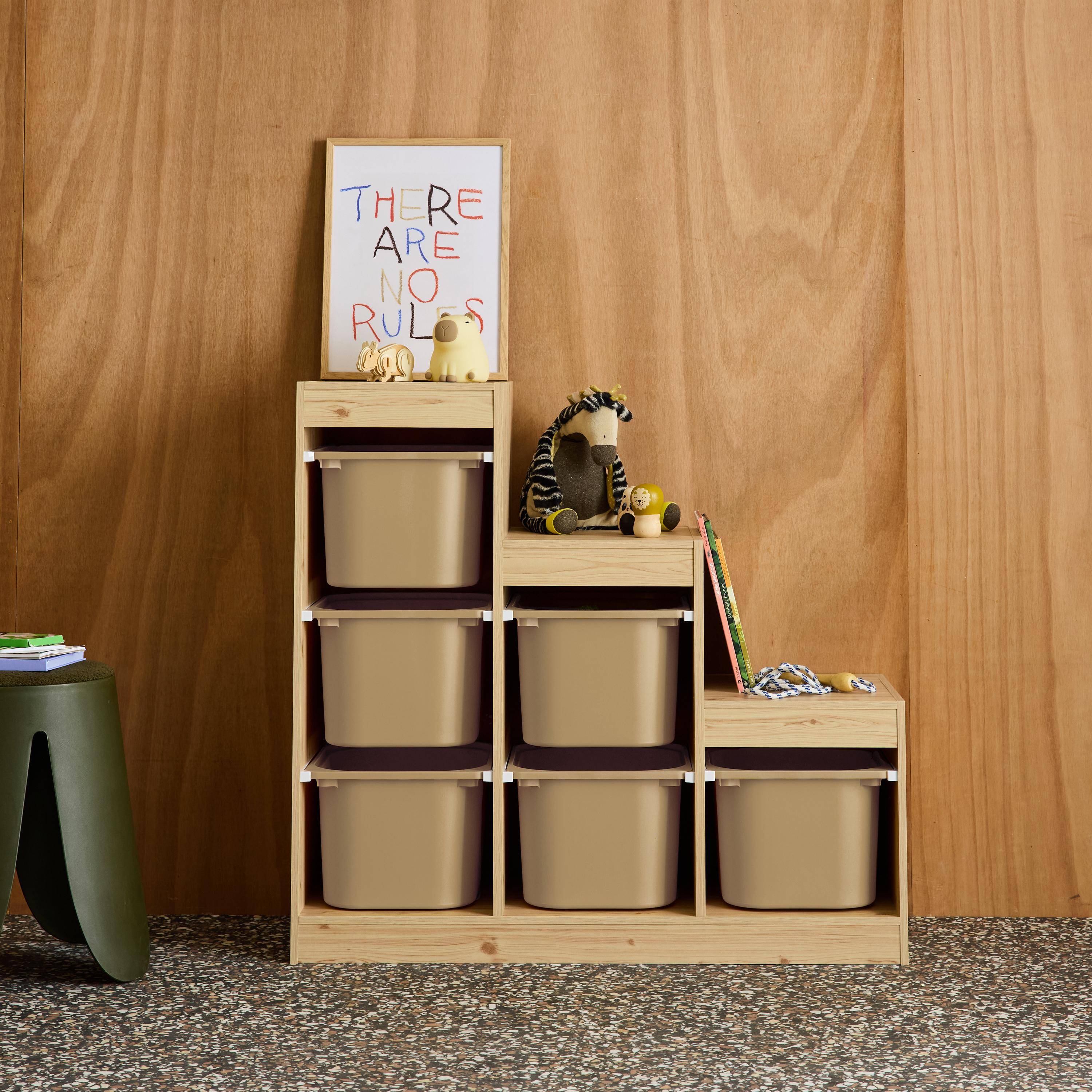 Sora - Mueble de almacenamiento infantil escalera, 6 cajones de almacenamiento