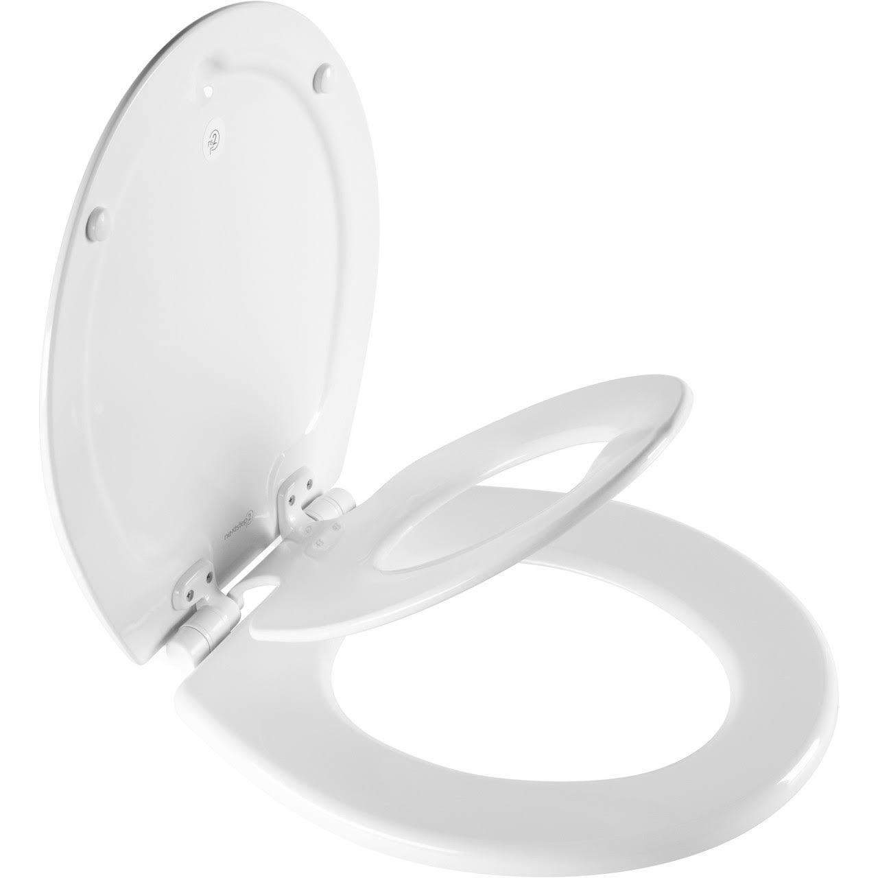 Mayfair 888slow 000 NextStep2 Toilet Seat with Built-In Potty Training Seat Slow-Close Removable That Will Never Loosen Round White(White/Round)
