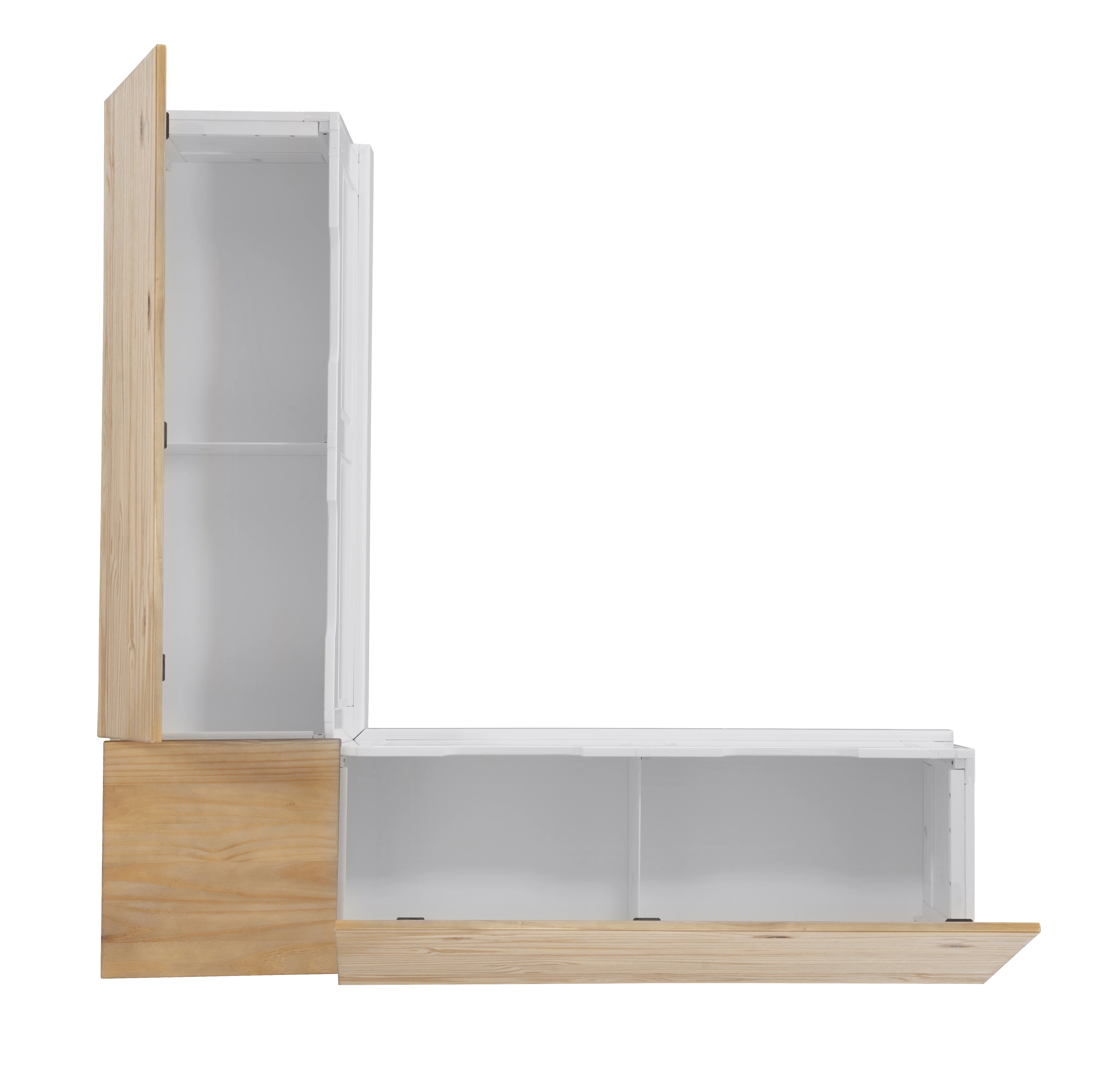 Linon Romero Backless Corner Nook with Storage, 5-Piece Cushion Set, Natural/White/Beige - Image 2