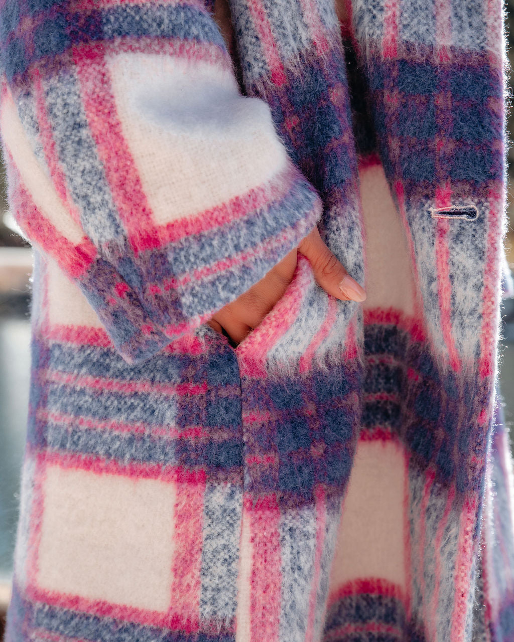 Jolie Pocketed Plaid Coat - Se7enfashion