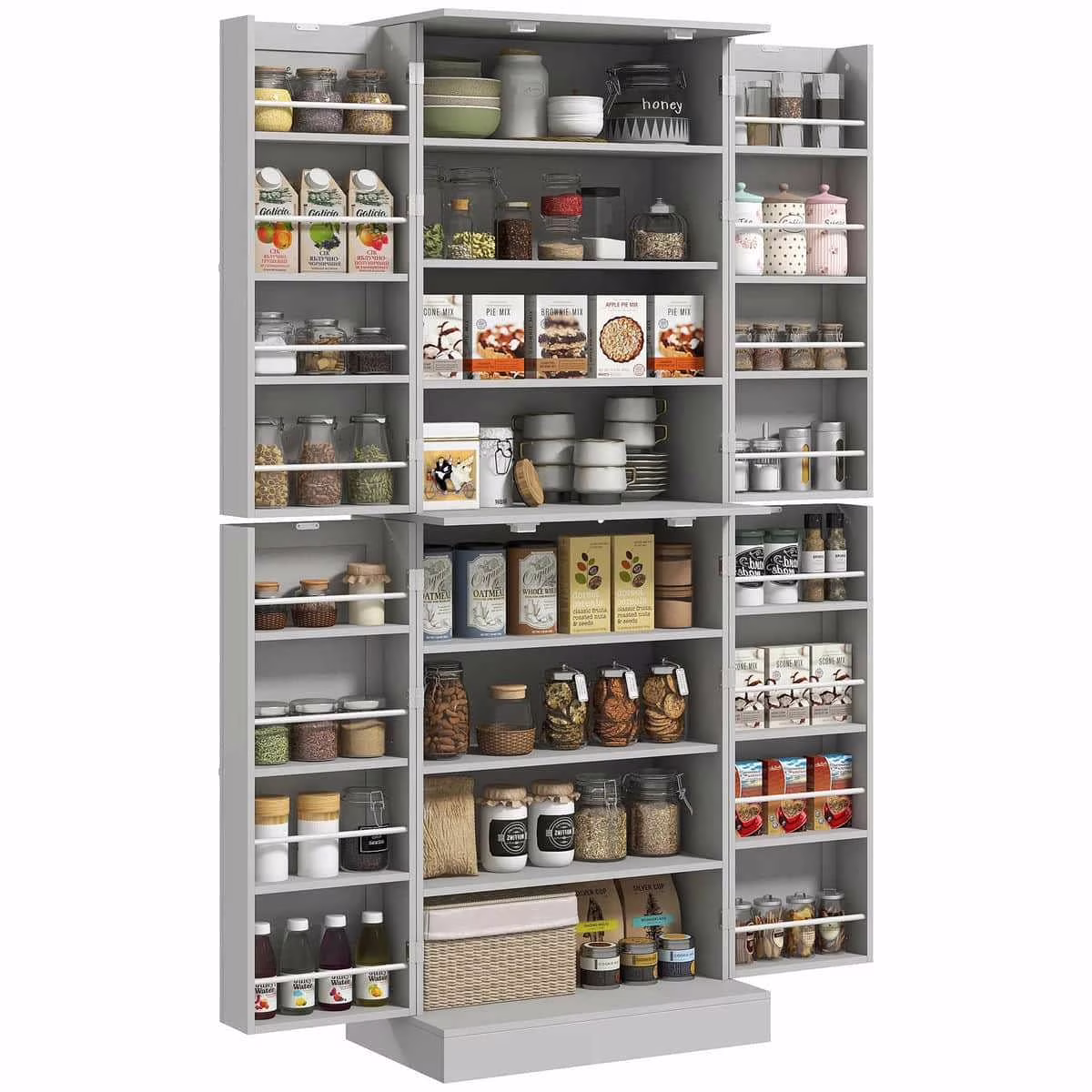 Spaco 17-Tier Kitchen Small Pantry Cabinet with 2 Doors and 6 Adjustable Shelves, Cabinet Pantry, Freestanding 5-Tier Shelving Pantries for Kitchen Storage, Gray - Image 11