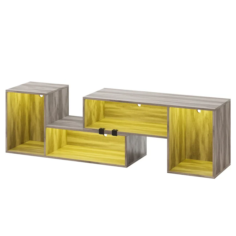 Modern Modular TV Stand with LED Lighting & Open Storage