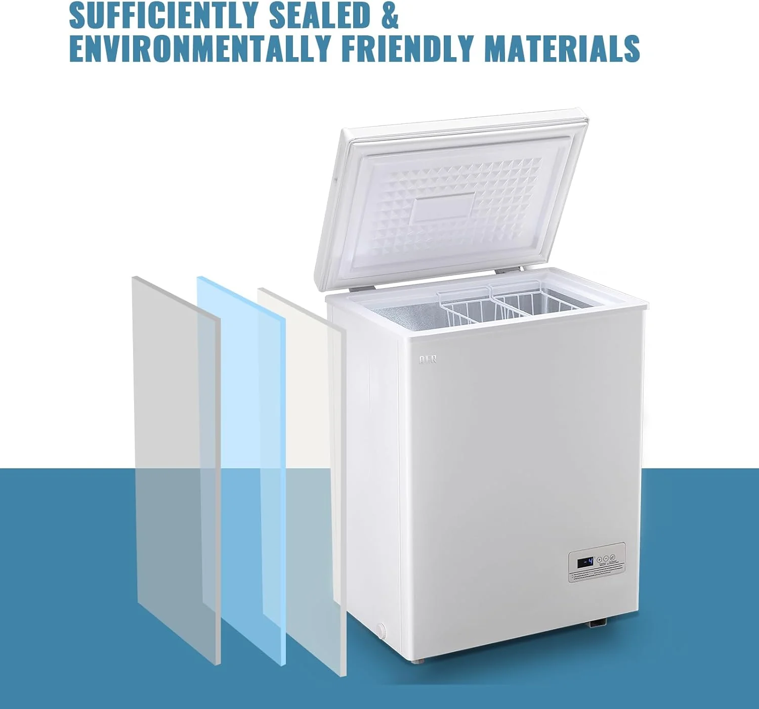Chest Freezer 5.0Cubic Feet Deep Freezer Freestanding Freezers Removable Stainless Steel Basket