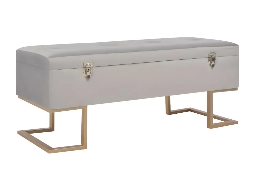 Banco con compartimento terciopelo gris 105 cm pen1545429