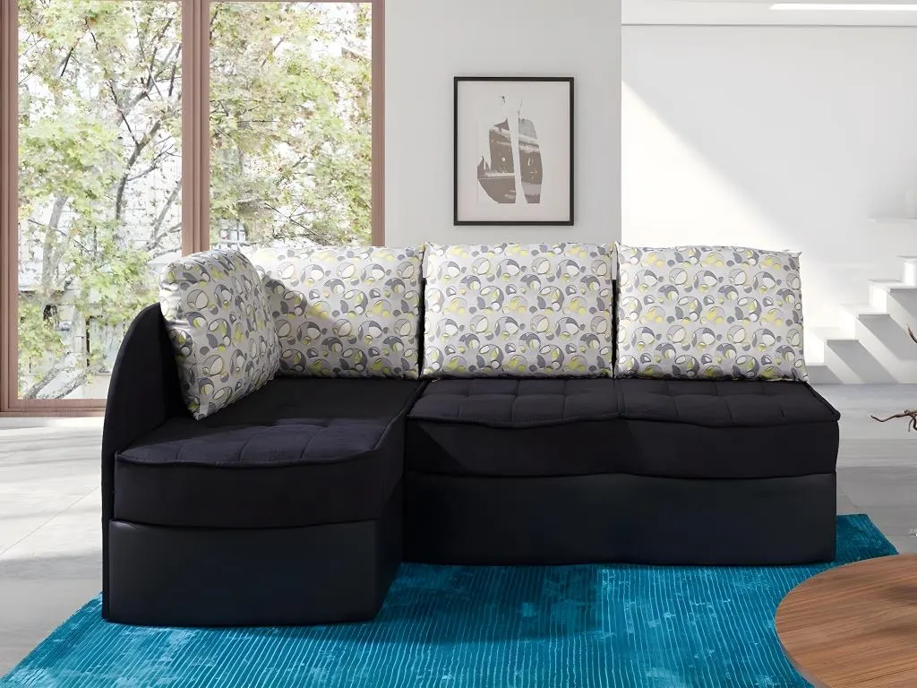 Sofá rinconero Jmmhogar 119 Negro Función de descanso Caja de ropa de cama 203x79cm