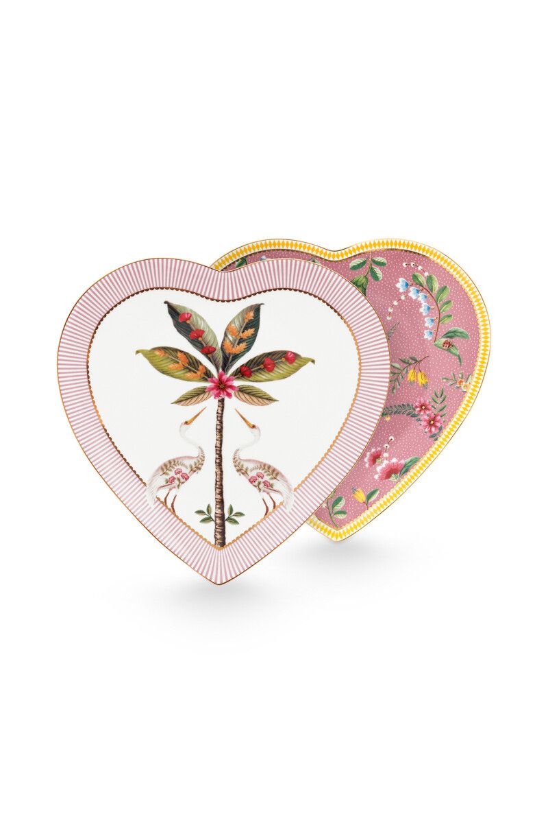 Set/2 Heart Shape Plates La Majorelle Pink 21.5cm