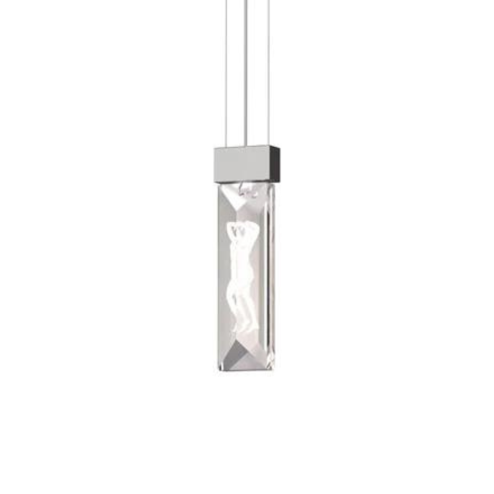 SUSPENSION SERENE PRISME DOUBLE FIGURINES - CRISTAL INCOLORE, FINITION NICKEL (PLAQUÉ)