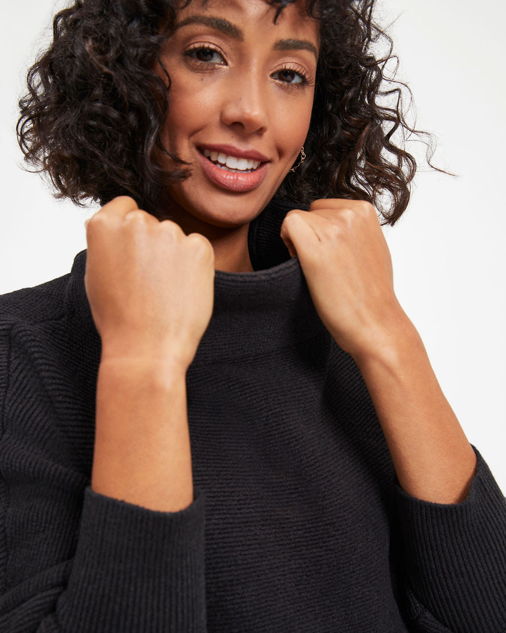 Under The Falling Leaves Knit Mock Neck Sweater - Black - Se7enfashion