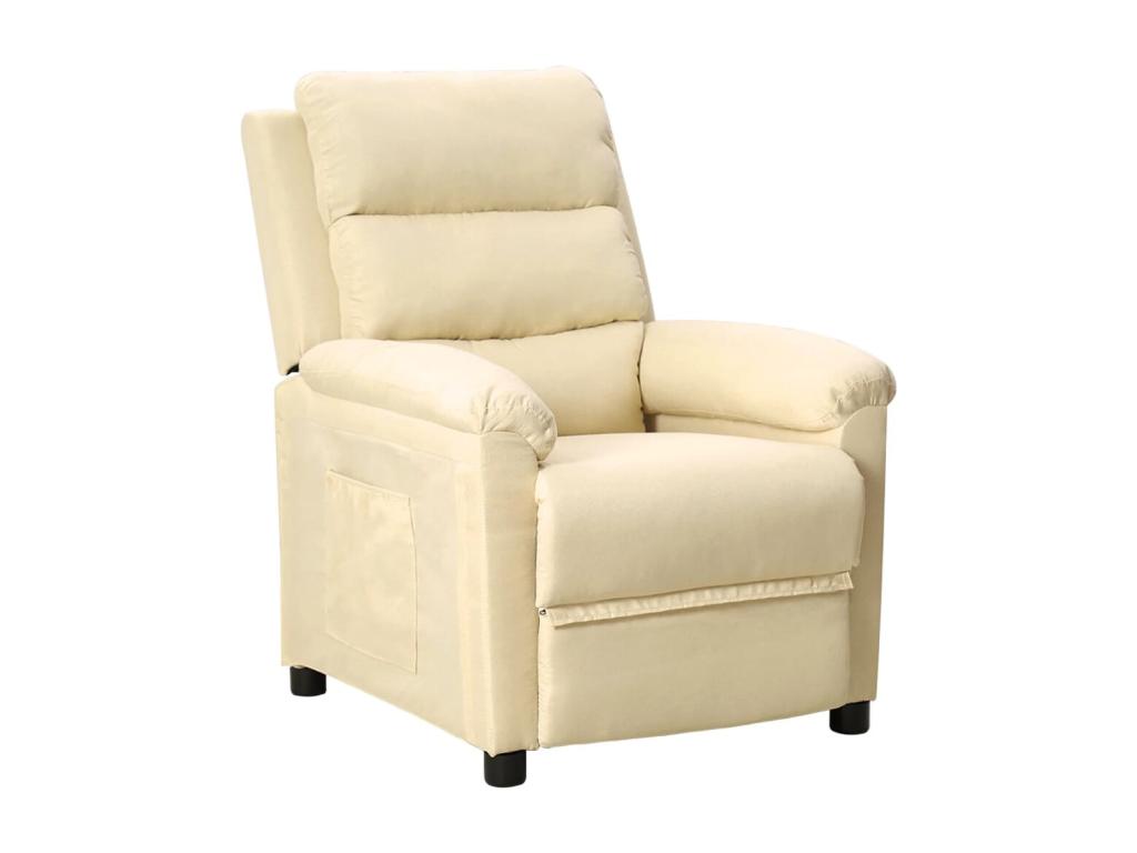 Sillón reclinable de tela crema