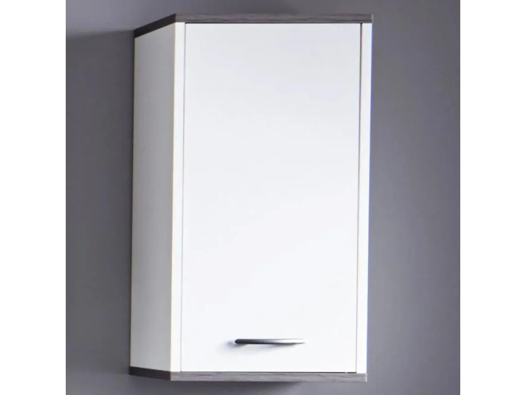 Armario de pared para baño SanDiego blanco y plata ahumado