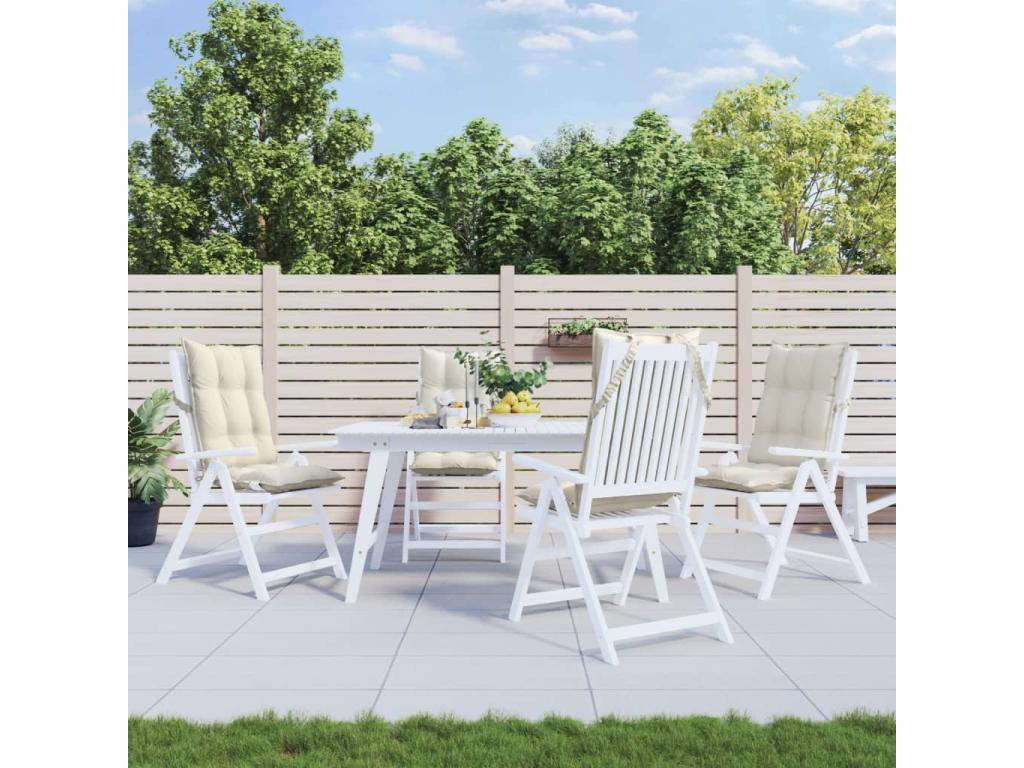 Cojines de silla respaldo alto 4 uds tela Oxford color crema