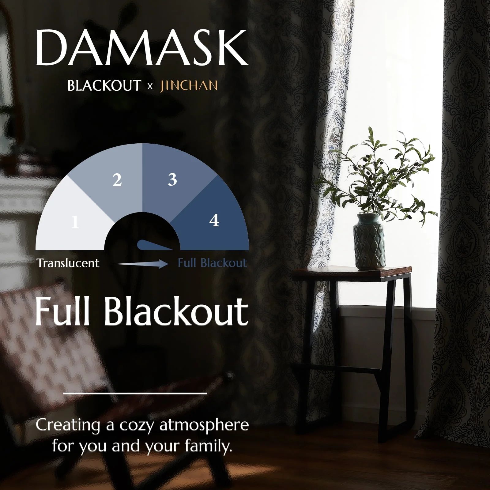 Curtainking 100% Blackout Curtains 84 in Blue Damask Medallion Window Curtains for Bedroom Grommet Thermal Insulated Drapes for Living Room Vintage Luxury Window Treatments Set 2 Panels - Image 6
