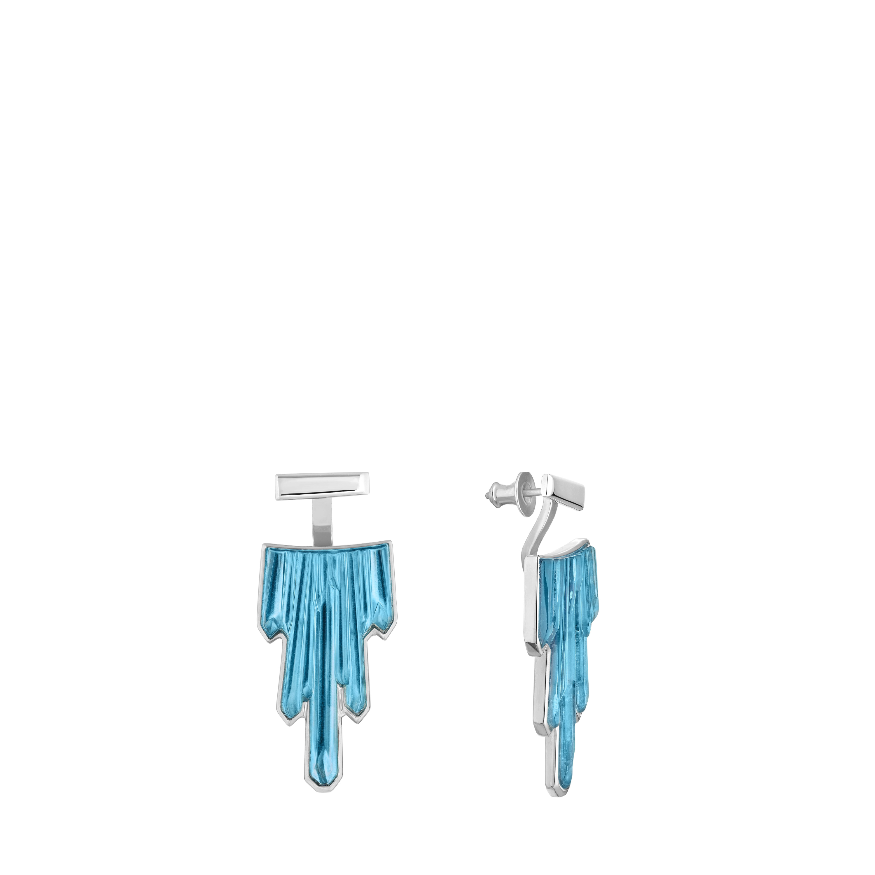 BOUCLES D'OREILLES TERRAMINERAL - CRISTAL BLEU PERSÉPOLIS, ARGENT