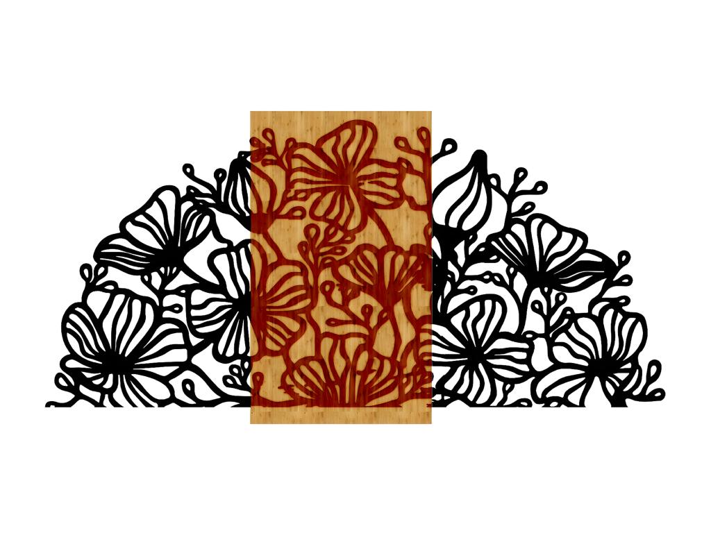 Decoración de Metal y Madera Flor 11, Madera, 94x1,8x50 cm, Tucasago