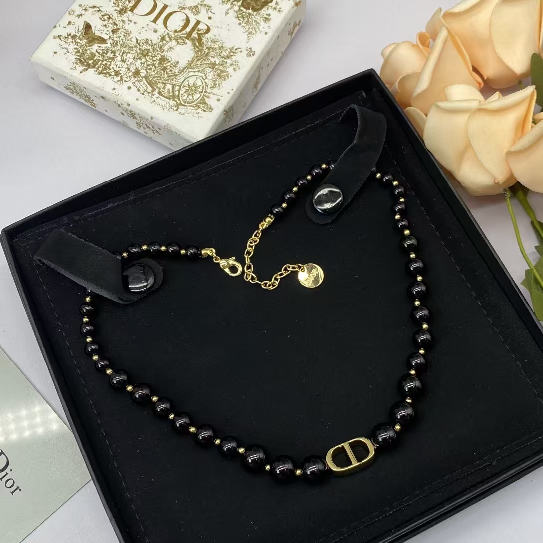 Dior CD Pendant Black Pearl Necklace - Original Replica Club