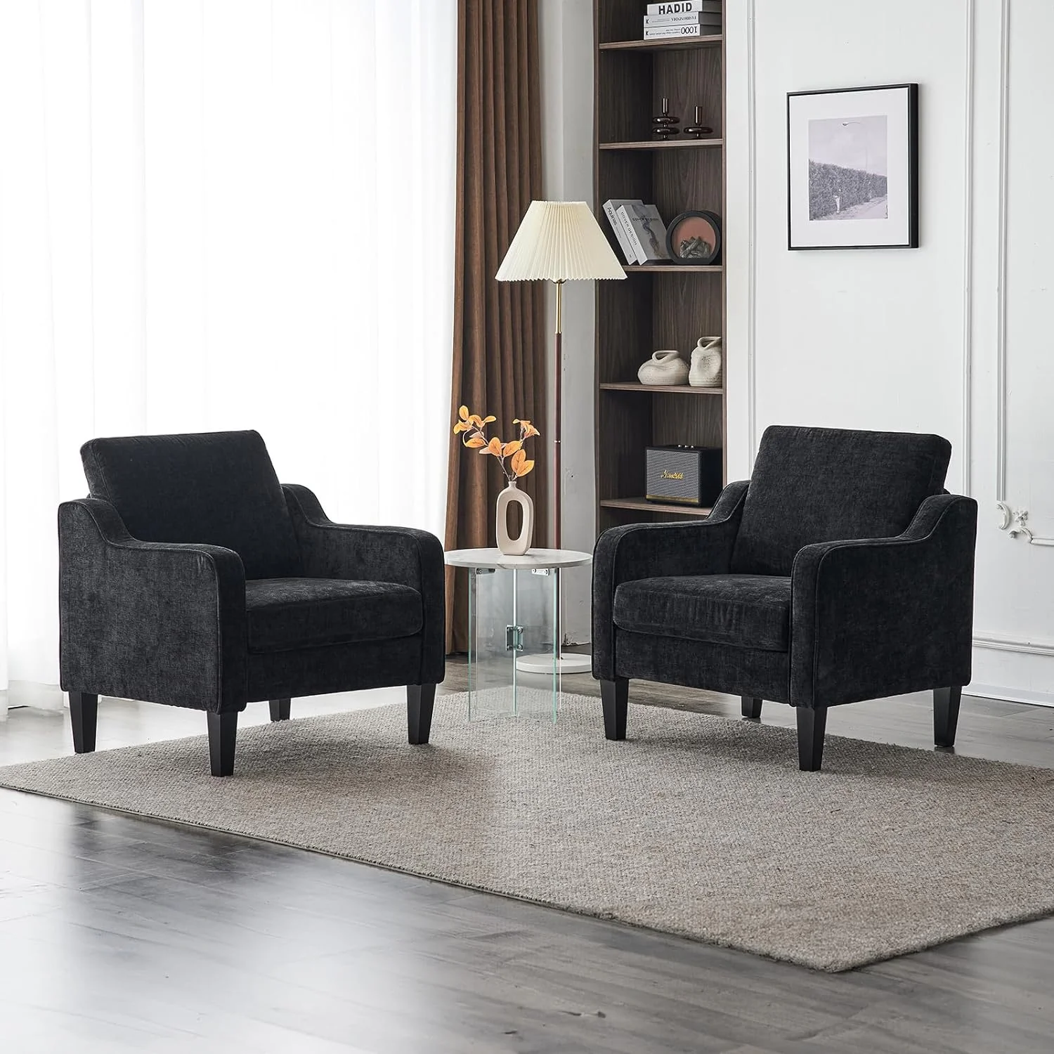 VINGLI Mid Century Modern Chenille Comfy Armchair, Creamy White - Image 14