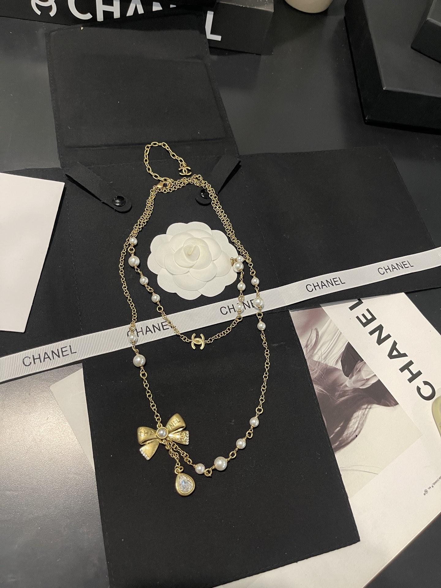 Chanel Bowknot Sweater Chain Foldable Double-Layer Long Necklace - Original Replica Club