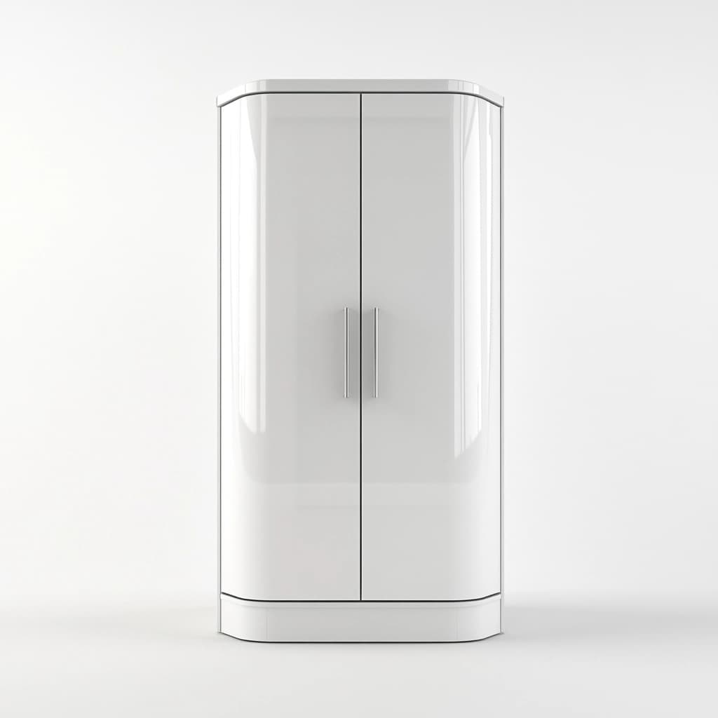 Armario moderno de dormitorio acabado blanco alto brillo puertas dobles de MDF funcional 200x100x55cm