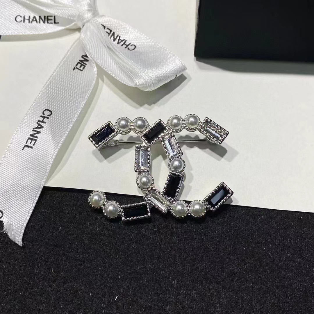 Chanel Pearl Black CC Brooch - Original Replica Club